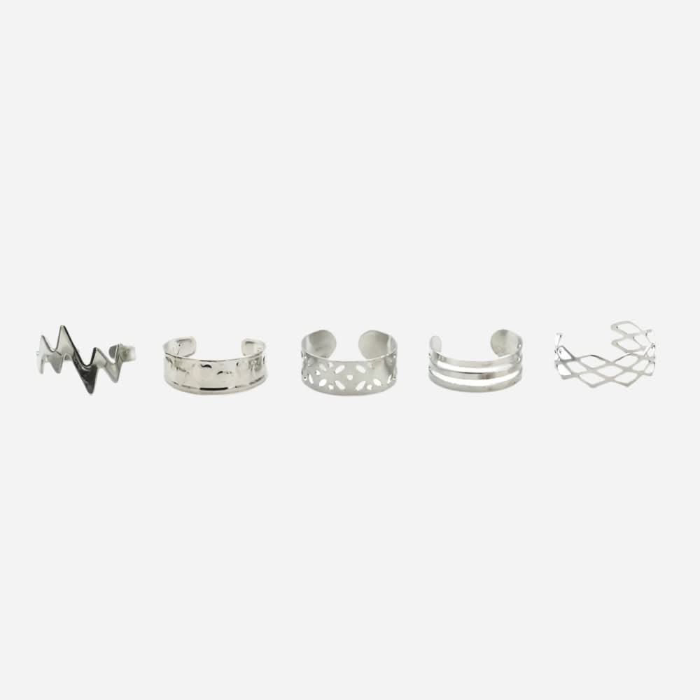 5 Pec Rings Card - Silver, Girls Finger Rings, Chase Value, Chase Value