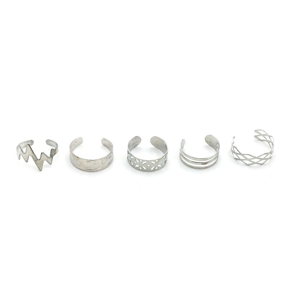 5 Pec Rings Card - Silver, Girls Finger Rings, Chase Value, Chase Value