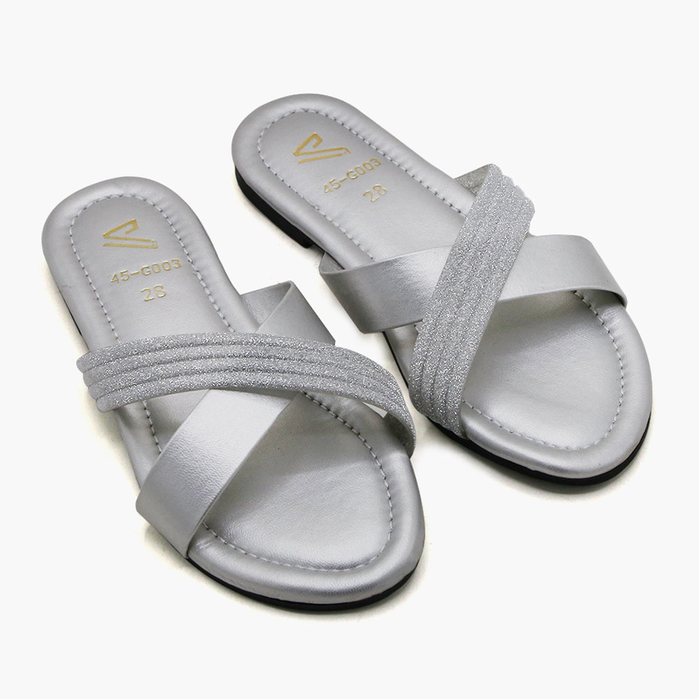 Girls Slipper - Silver, Girls Slippers, Chase Value, Chase Value