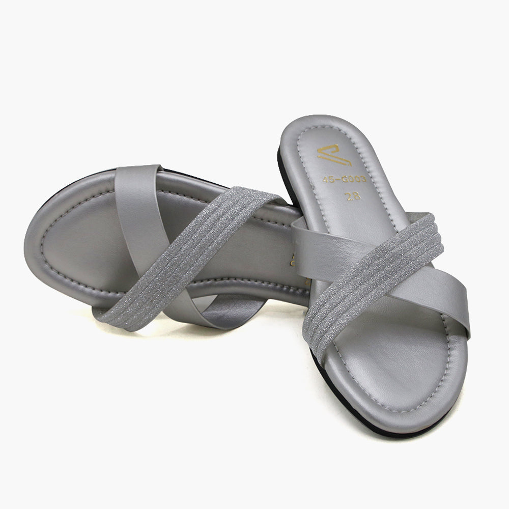 Girls Slipper - Silver, Girls Slippers, Chase Value, Chase Value