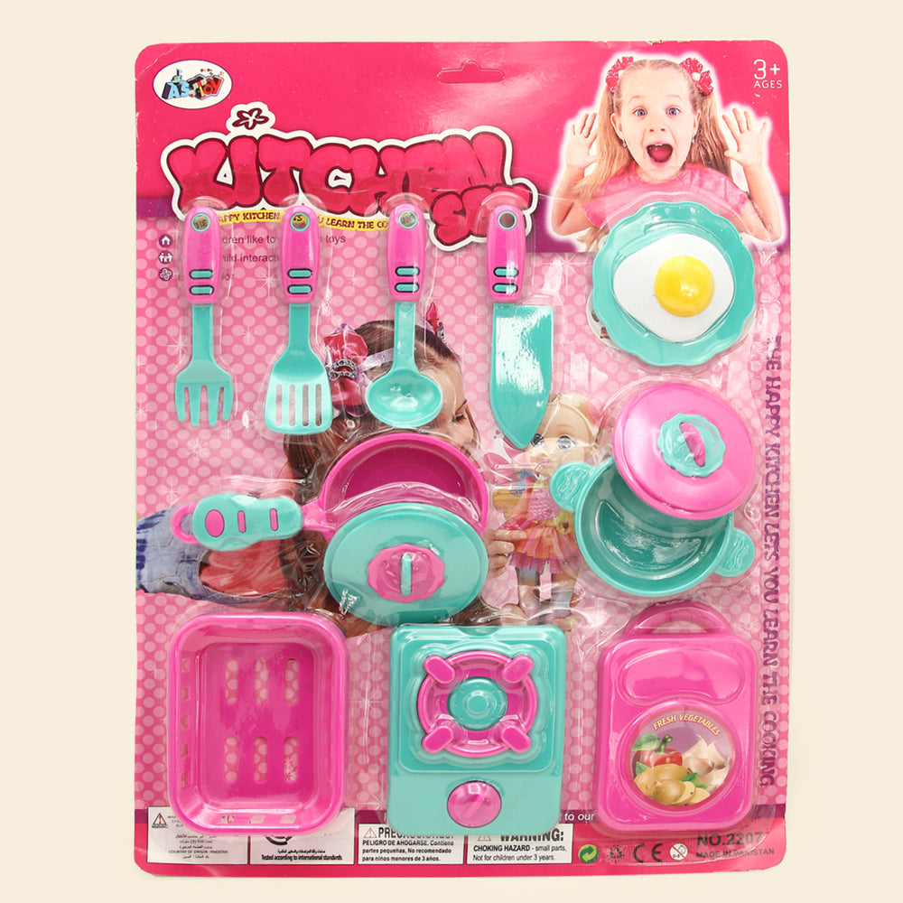 Kitchen Set - Green & Pink, Kids Cosmetic & Kitchen Sets, Chase Value, Chase Value