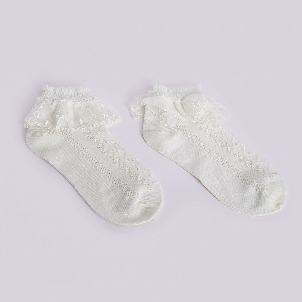 Girls Frill Socks - Cream, Girls Socks, Chase Value, Chase Value