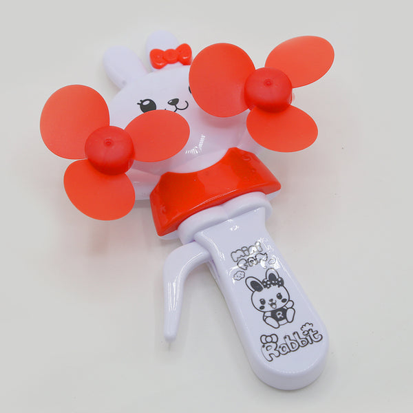 Rabbit Hand Pressed Fan Toy - Red