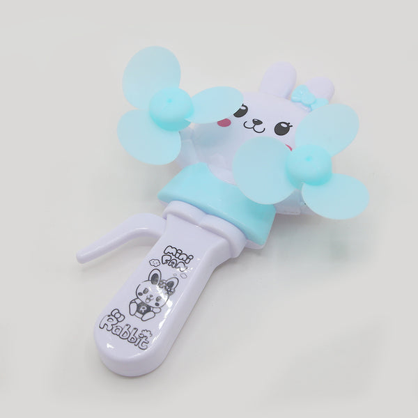 Rabbit Hand Pressed Fan Toy - Cyan