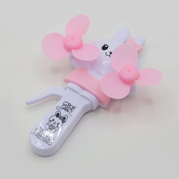 Rabbit Hand Pressed Fan Toy - Pink