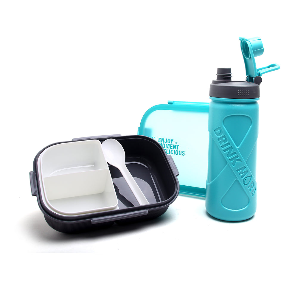 Bento Lunch Box & Water Bottle - Cyan, Tiffin Boxes & Bottles, Chase Value, Chase Value