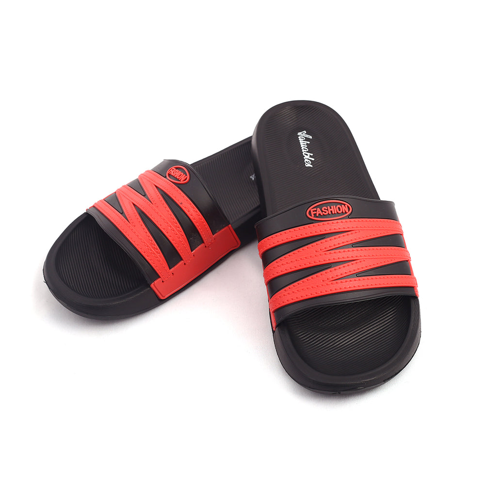 Valuable Open-toe Men's Slider - Black & Red, Men's Slippers, Chase Value, Chase Value