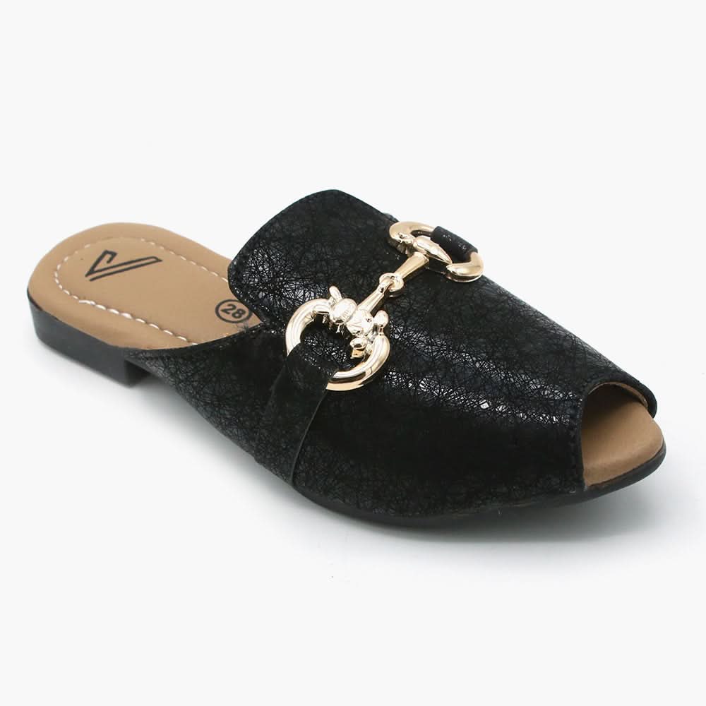 Girls Banto Slipper - Black, Girls Slippers, Chase Value, Chase Value