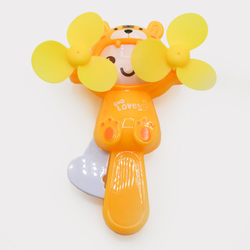 Tiger Hand Pressed Fan Toy - Yellow