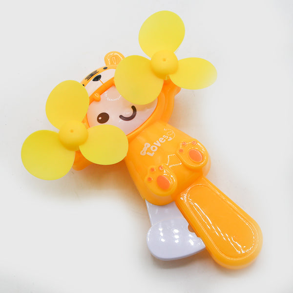 Tiger Hand Pressed Fan Toy - Yellow