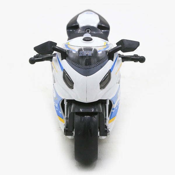 Friction Police Bike with light Toy - White