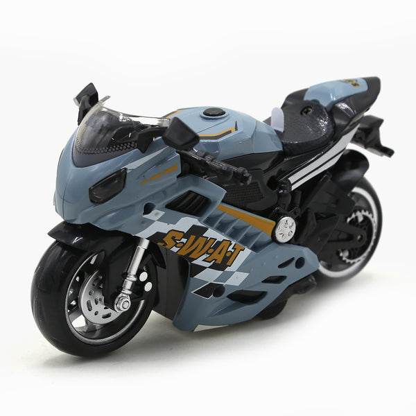 Friction Police Bike with light Toy - Steel Green, Non-Remote Control, Chase Value, Chase Value