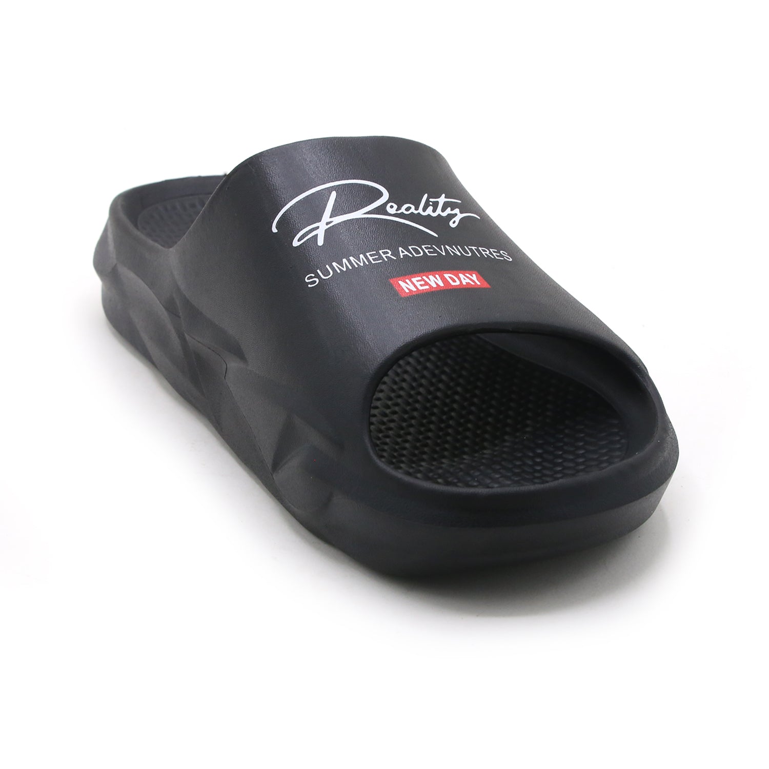 Slip-on open toe Slider - Black, Men's Slippers, Chase Value, Chase Value