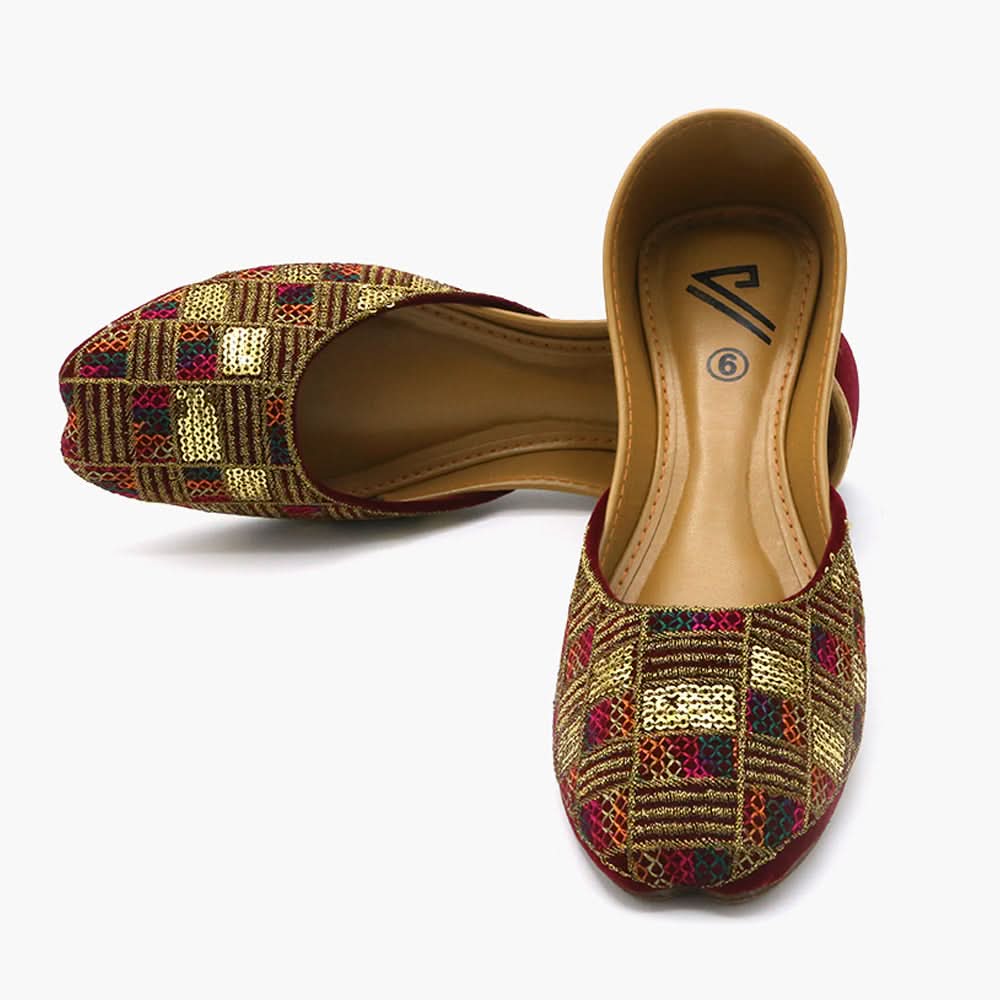 Women's Khussa - Maroon, Women Pumps, Chase Value, Chase Value