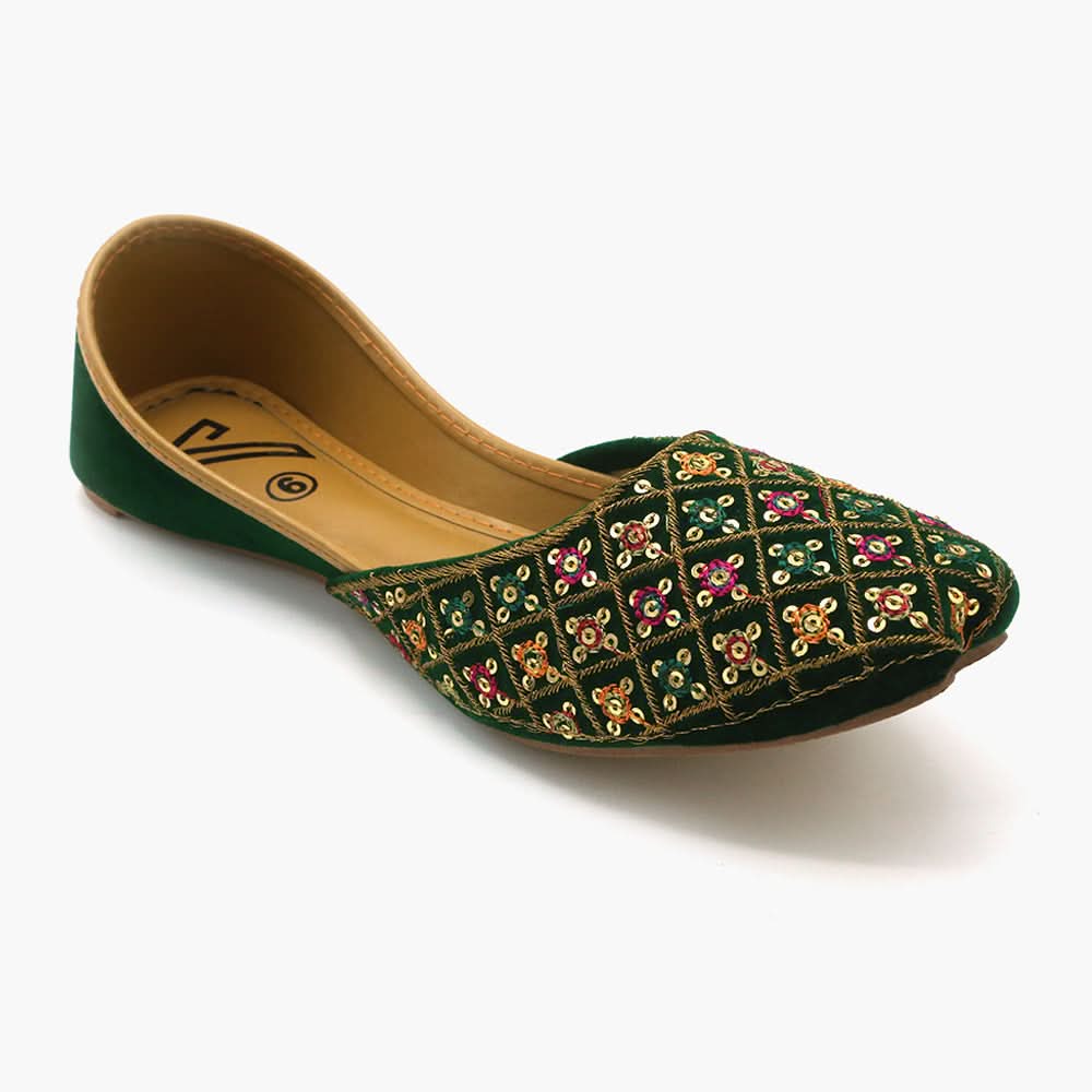 Women's Khussa - Green, Women Pumps, Chase Value, Chase Value