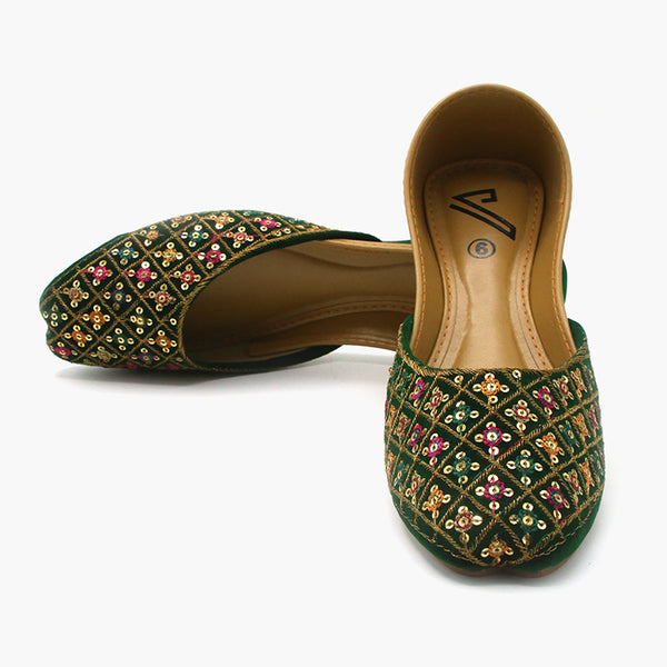 Women's Khussa - Green, Women Pumps, Chase Value, Chase Value