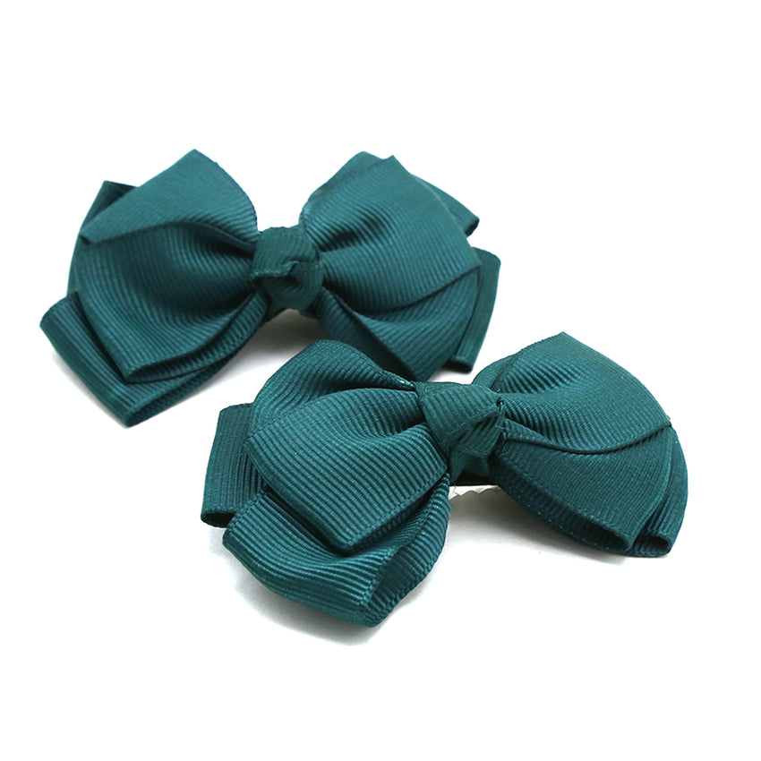 Girls Fancy Hair Pins Bow - Green