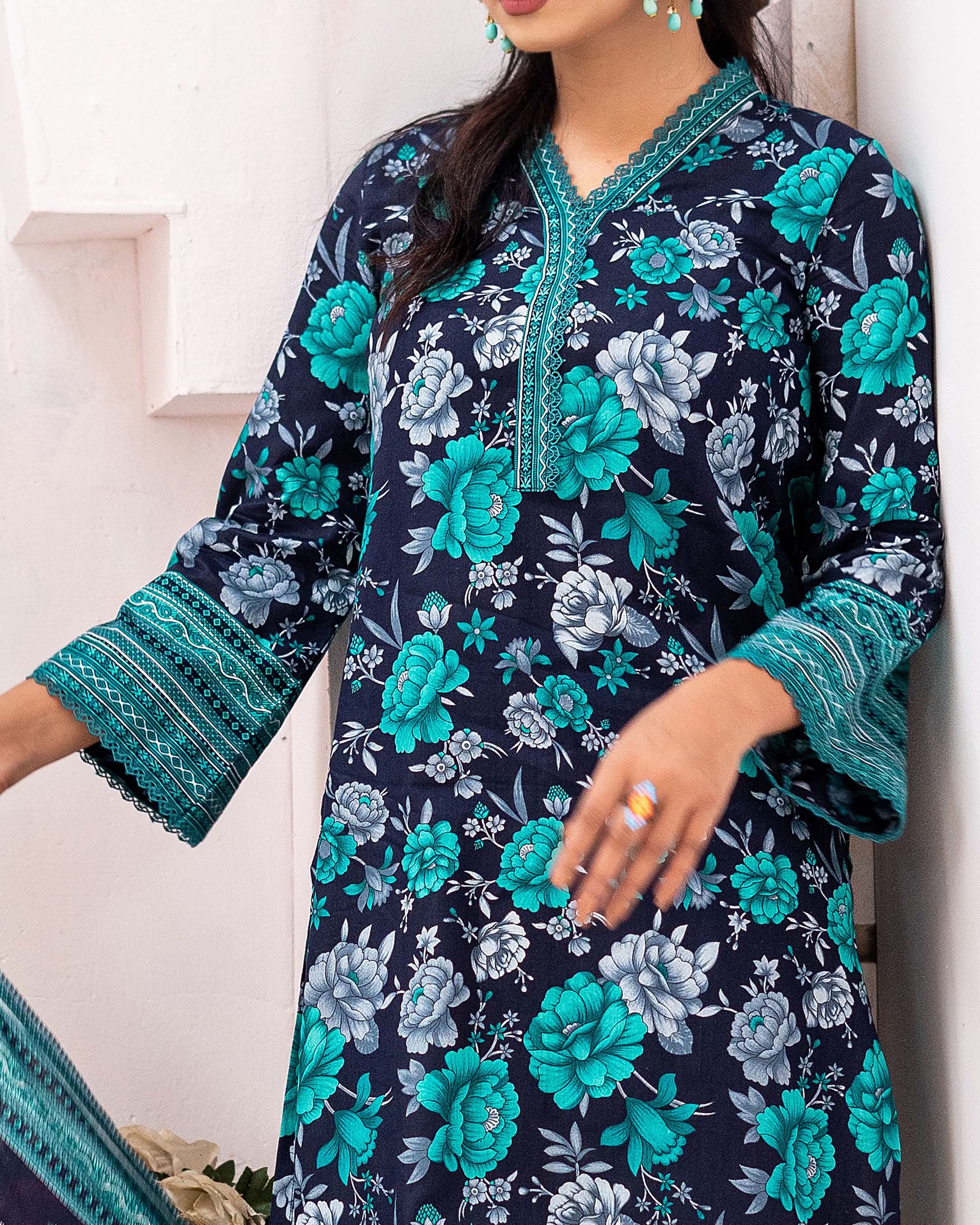 DAMAN Cambric Printed Suit 3PCS By Vs Textile-604, Women, 3Pcs Shalwar Suit, Chase Value, Chase Value