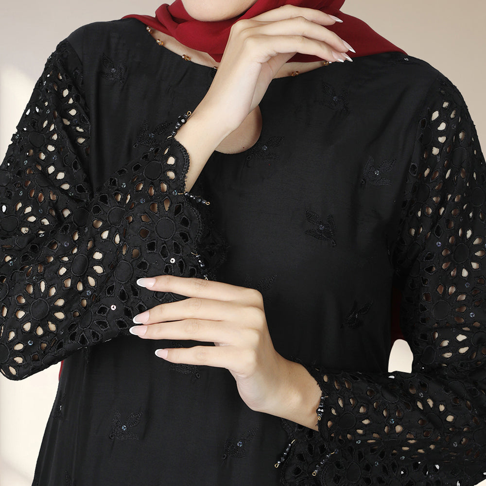 Eminent Women's Viscose Embroidered Unstitched Suit With Fancy Dupatta - Black, Women, 3Pcs Shalwar Suit, Eminent, Chase Value