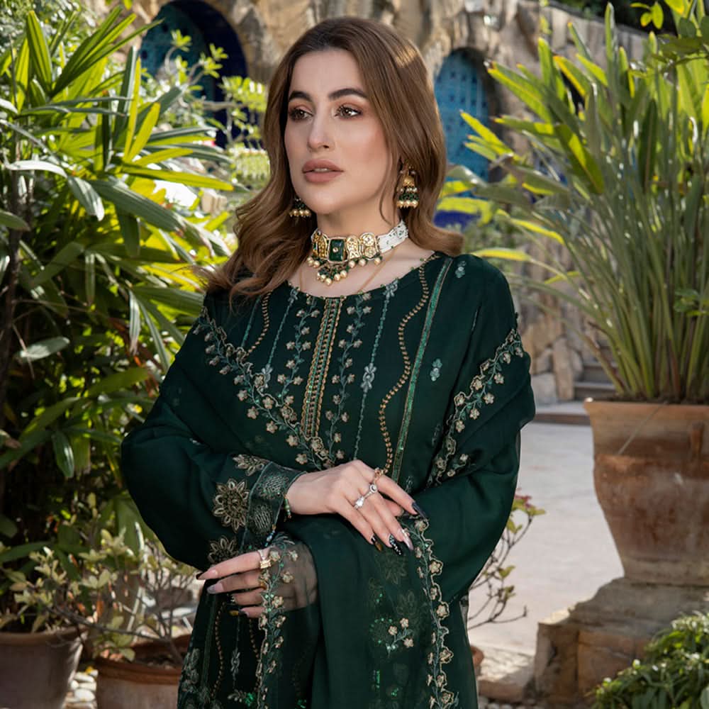 Schick Jhoom Luxury Chiffon Heavy Embroidered Unstitched 3Pcs Suit - 4, Women, 3Pcs Shalwar Suit, MI Creation, Chase Value