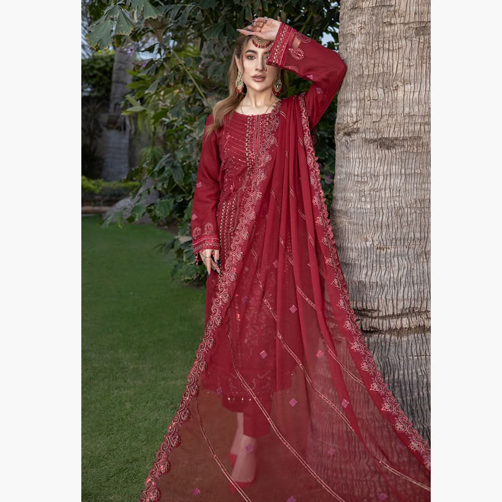 Schick Jhoom Luxury Chiffon Heavy Embroidered Unstitched 3Pcs Suit - 6, Women, 3Pcs Shalwar Suit, MI Creation, Chase Value