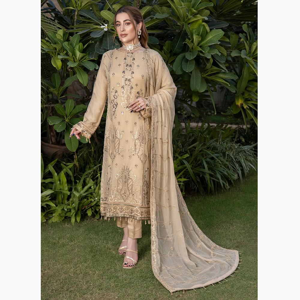 Schick Jhoom Luxury Chiffon Heavy Embroidered Unstitched 3Pcs Suit - 7, Women, 3Pcs Shalwar Suit, MI Creation, Chase Value