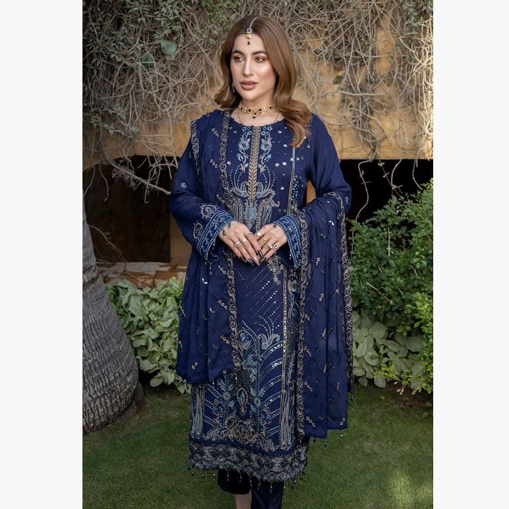 Schick Jhoom Luxury Chiffon Heavy Embroidered Unstitched 3Pcs Suit - 8, Women, 3Pcs Shalwar Suit, MI Creation, Chase Value