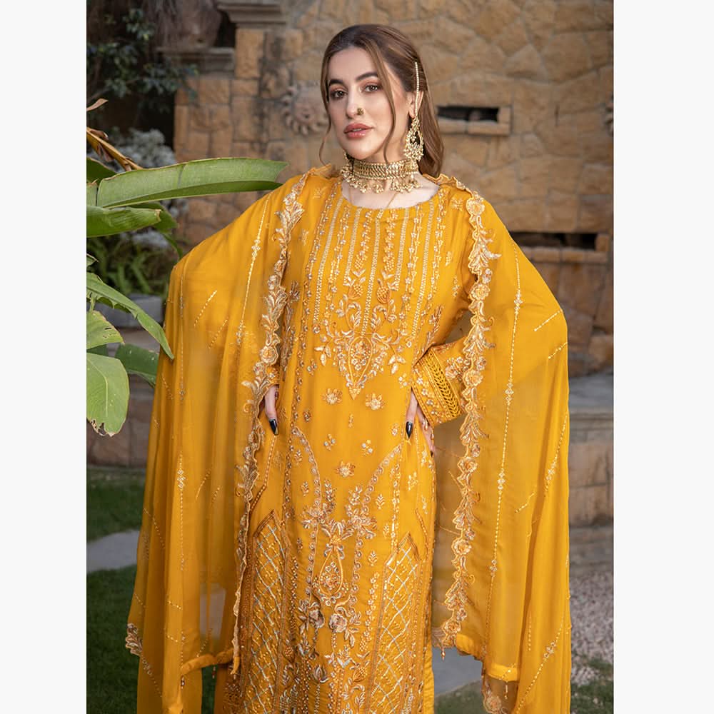 Schick Jhoom Luxury Chiffon Heavy Embroidered Unstitched 3Pcs Suit - 9, Women, 3Pcs Shalwar Suit, MI Creation, Chase Value