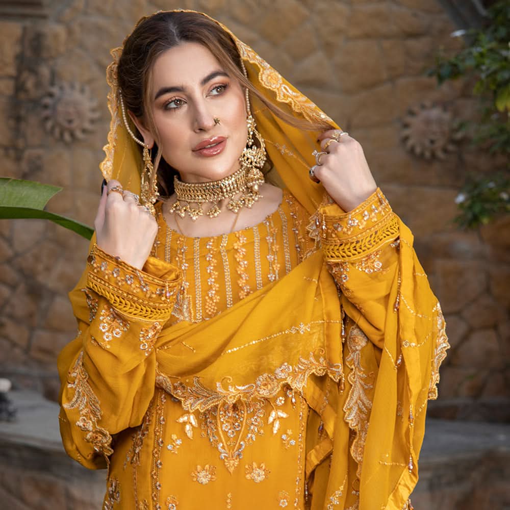 Schick Jhoom Luxury Chiffon Heavy Embroidered Unstitched 3Pcs Suit - 9, Women, 3Pcs Shalwar Suit, MI Creation, Chase Value