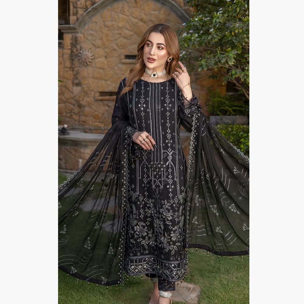 Schick Jhoom Luxury Chiffon Heavy Embroidered Unstitched 3Pcs Suit - 10, Women, 3Pcs Shalwar Suit, MI Creation, Chase Value