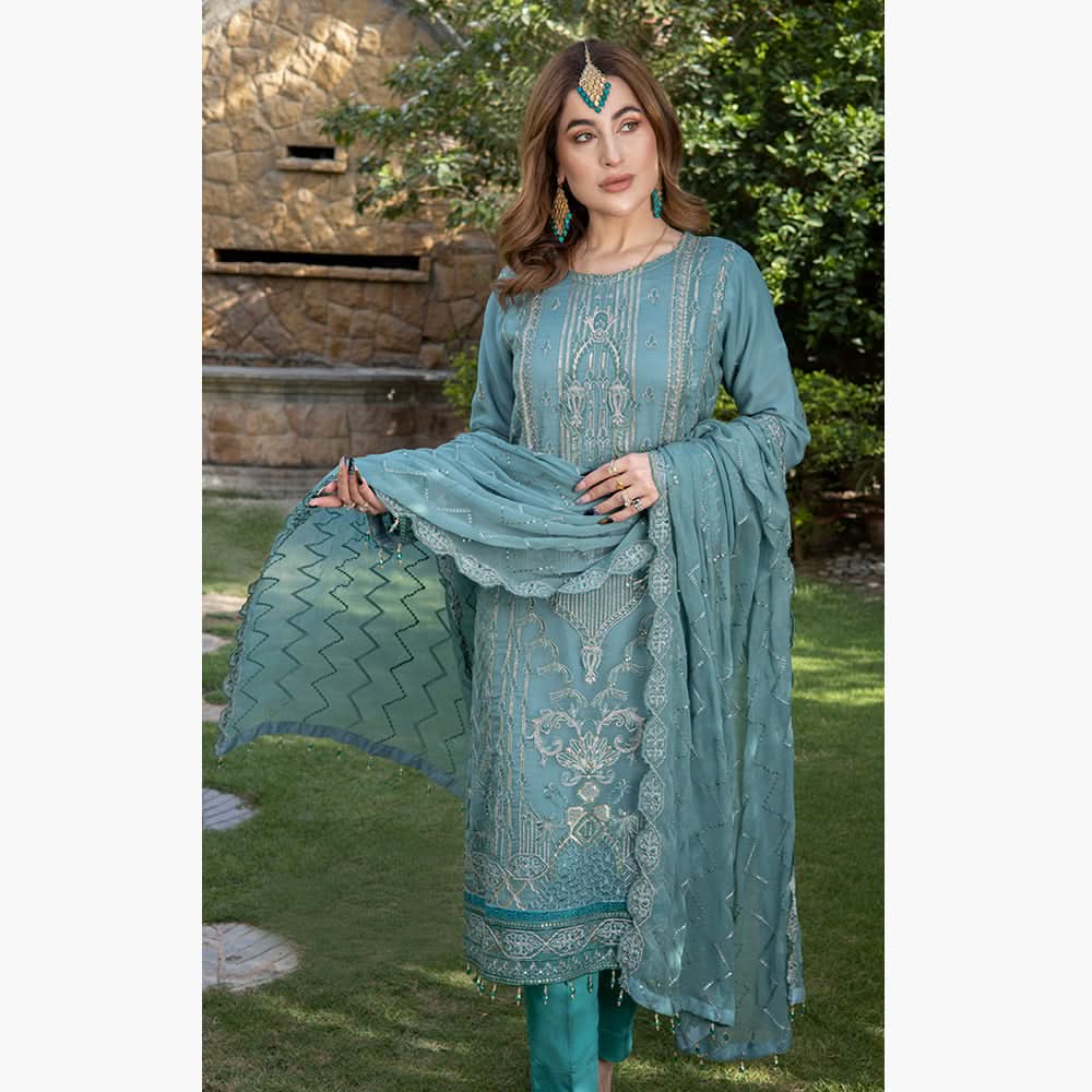 Schick Jhoom Luxury Chiffon Heavy Embroidered Unstitched 3Pcs Suit - 2, Women, 3Pcs Shalwar Suit, MI Creation, Chase Value