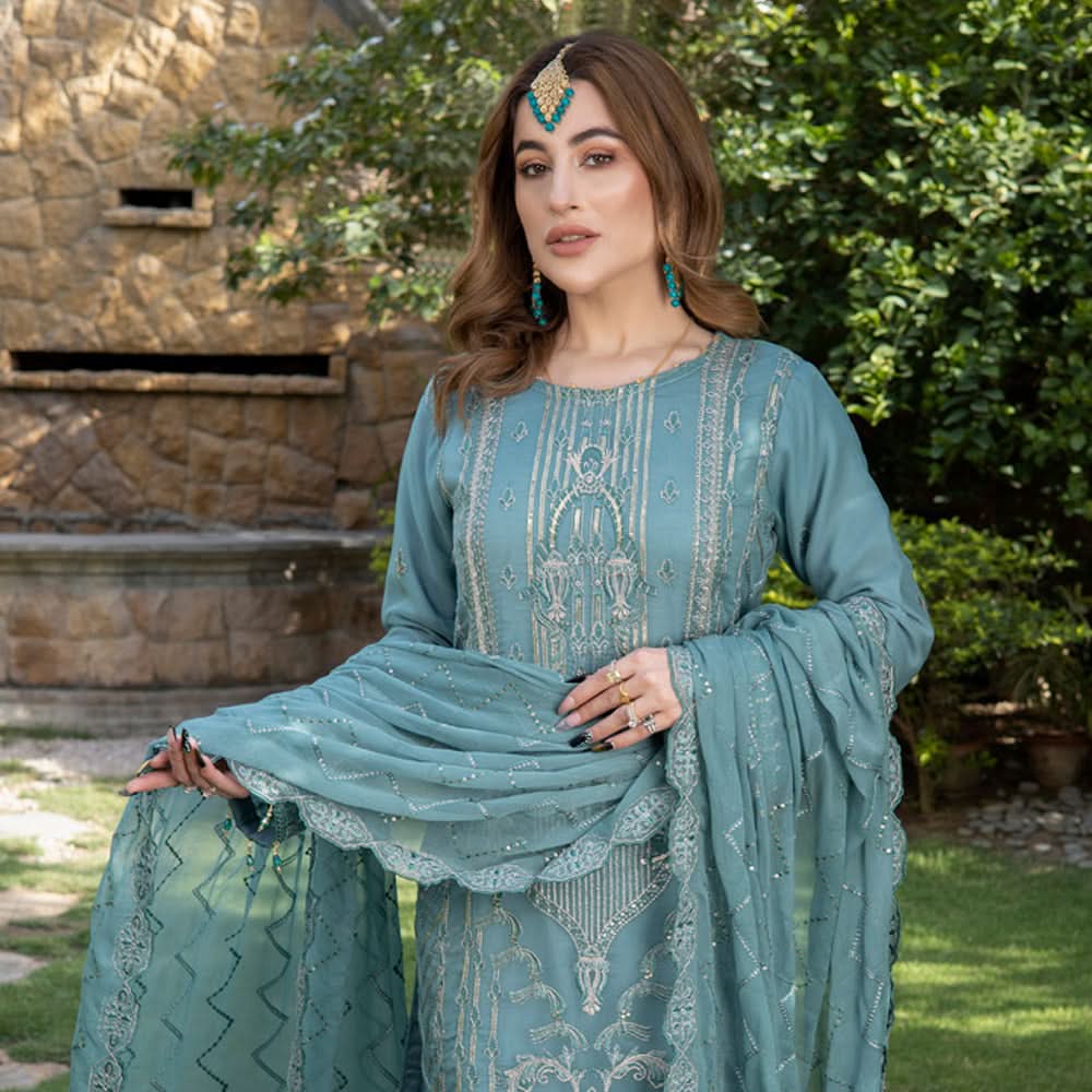 Schick Jhoom Luxury Chiffon Heavy Embroidered Unstitched 3Pcs Suit - 2, Women, 3Pcs Shalwar Suit, MI Creation, Chase Value