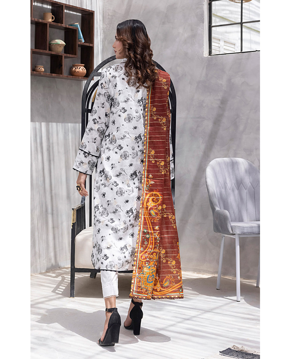 Salina Women’s 3PC Printed Suit-2, Women, 3Pcs Shalwar Suit, Chase Value, Chase Value