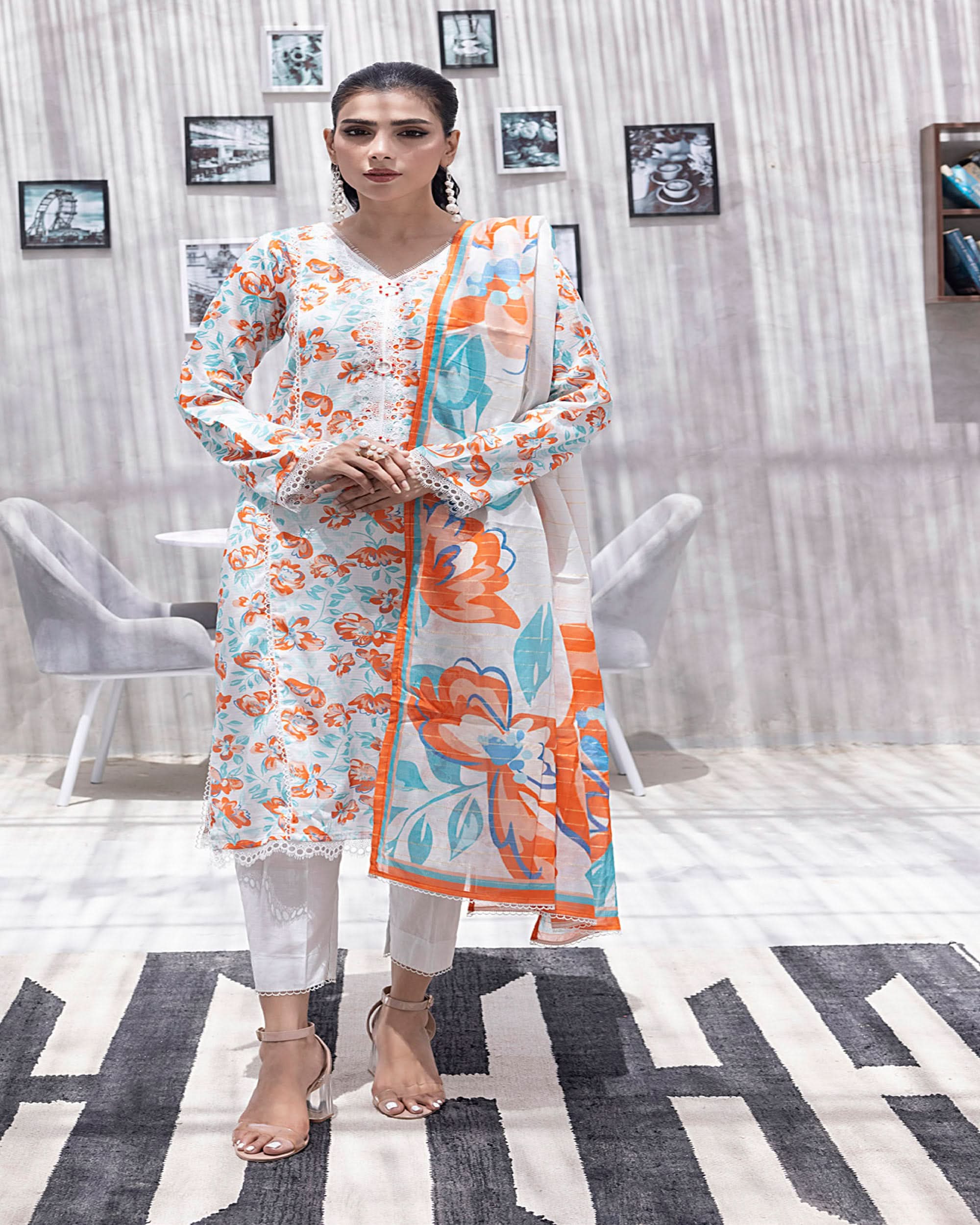 Salina Women’s 3PC Printed Suit-1, Women, 3Pcs Shalwar Suit, Chase Value, Chase Value