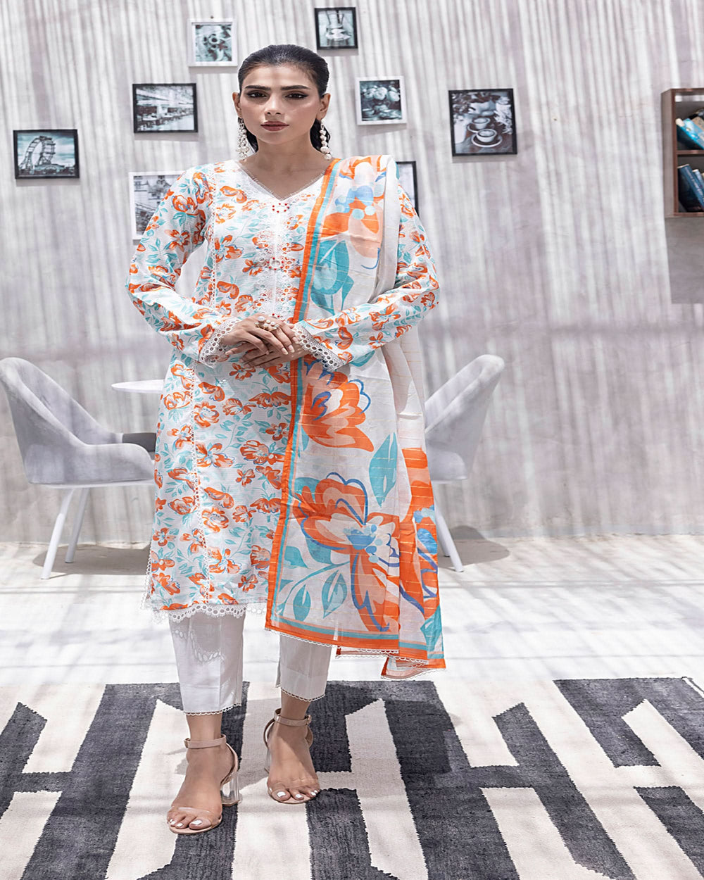 Salina Women’s 3PC Printed Suit-1, Women, 3Pcs Shalwar Suit, Chase Value, Chase Value