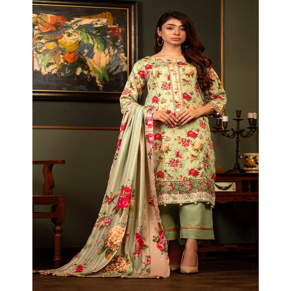 Regalia Linen Jacquard Unstitched Digital Printed 3pcs Suit - 6