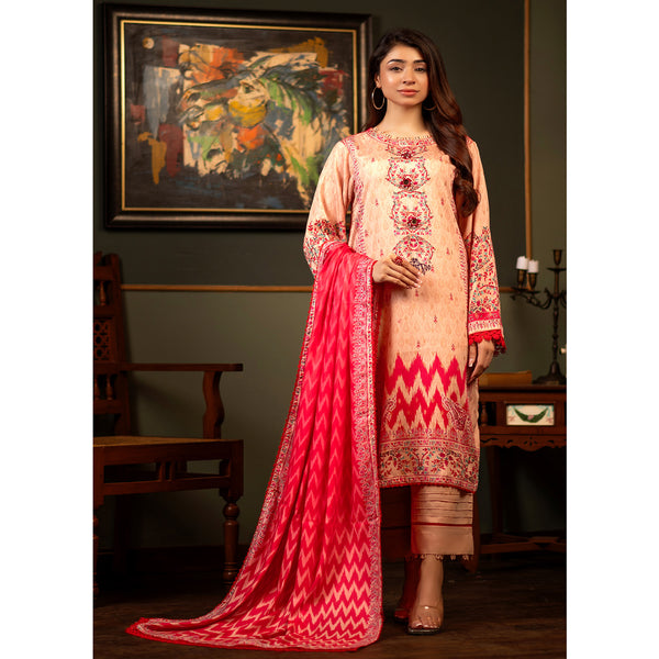 Regalia Linen Jacquard Unstitched Digital Printed 3pcs Suit - 7