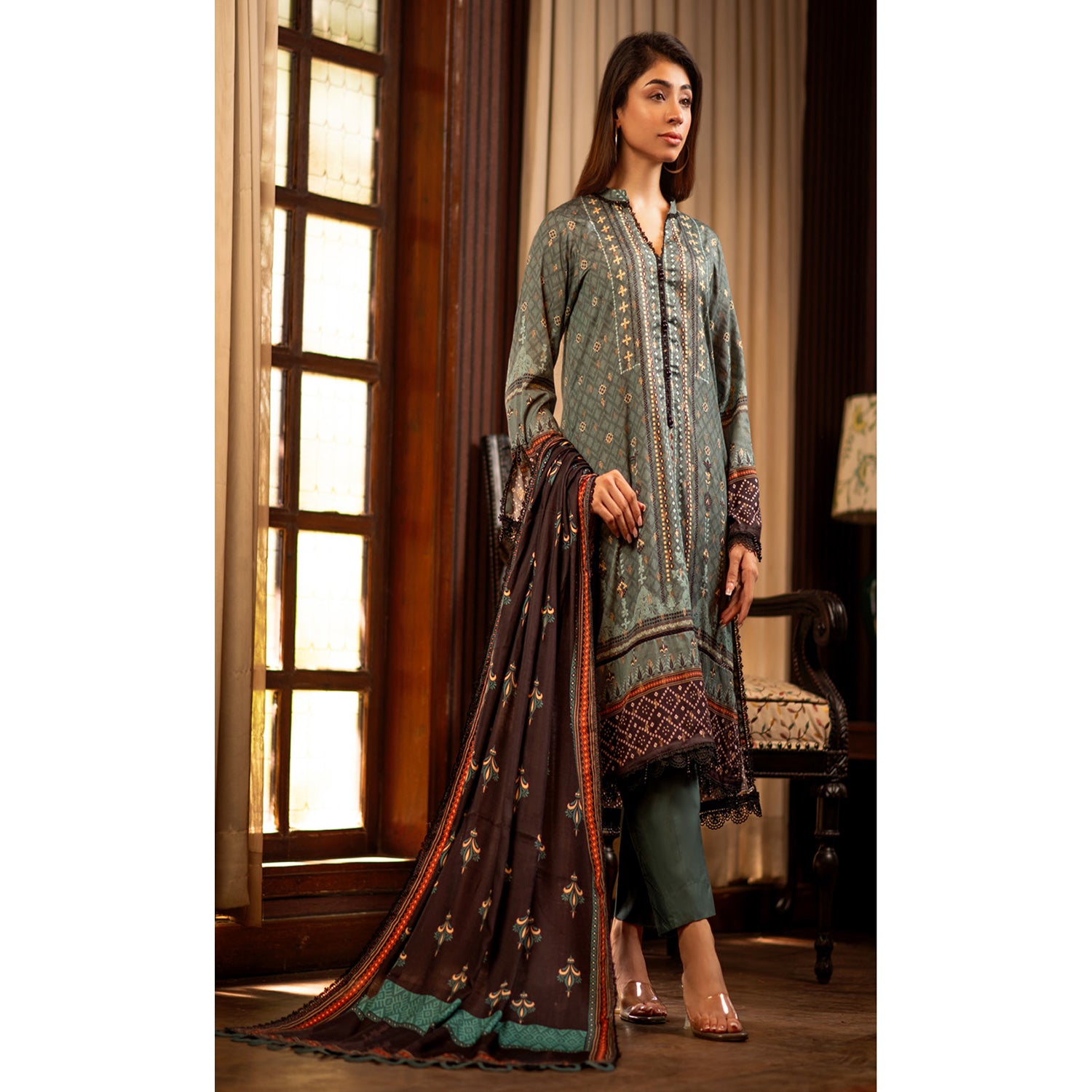 Regalia Linen Jacquard Unstitched Digital Printed 3pcs Suit - 10, Women, 3Pcs Shalwar Suit, Regalia Textiles, Chase Value