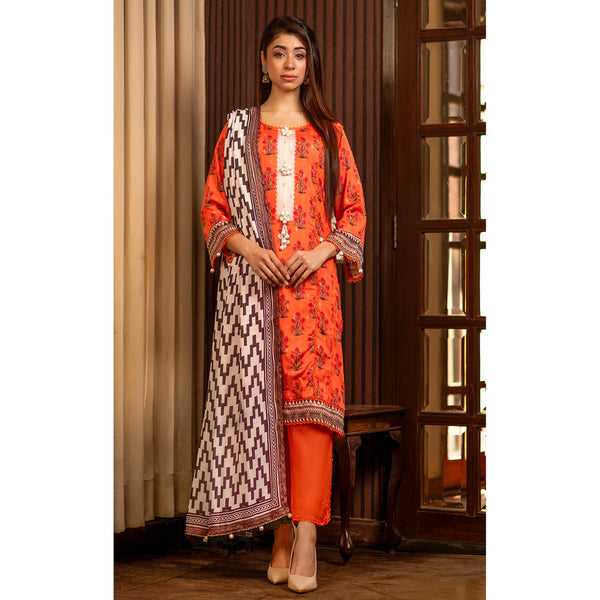 Regalia Linen Jacquard Unstitched Digital Printed 3pcs Suit - 4