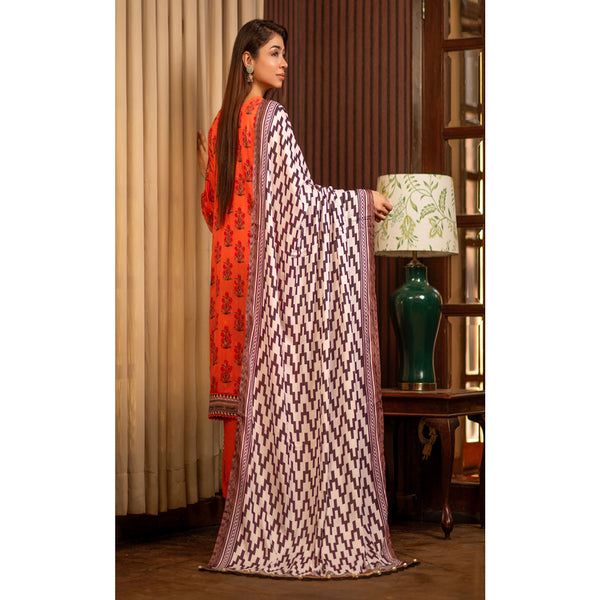 Regalia Linen Jacquard Unstitched Digital Printed 3pcs Suit - 4