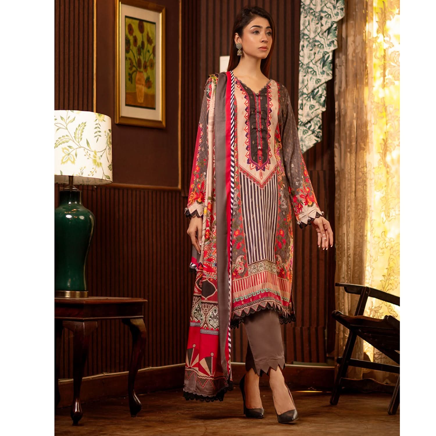 Regalia Linen Jacquard Unstitched Digital Printed 3pcs Suit - 3, Women, 3Pcs Shalwar Suit, Regalia Textiles, Chase Value