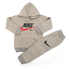 Boy's Full Sleeves Fleece Pajama Suit - Light Brown