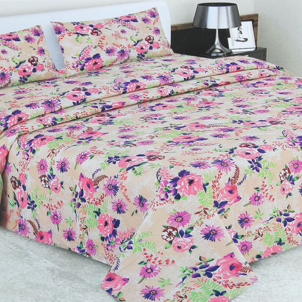 Double Bedsheet 3Pcs - Multi Color, Double Size Bed Sheet, Chase Value, Chase Value