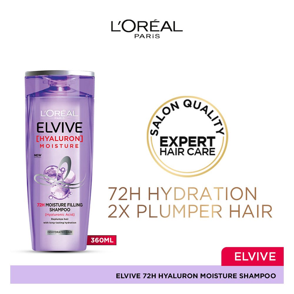 L'Oreal Paris Elvive Hyaluron Moisture 72H Moisture Filling Shampoo, 360ml, Shampoo & Conditioner, Loreal, Chase Value