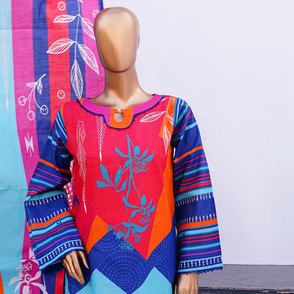 Mirha Digital Lawn Printed 3Pcs Unstitched Suit Cord's With Dupatta, Women, 3Pcs Shalwar Suit, Leeds Textile, Chase Value