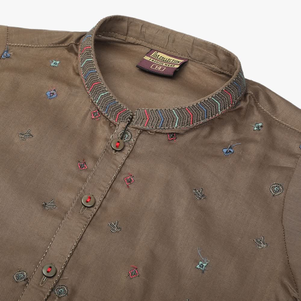 Boys Embroidered Shalwar Suit - Light Brown, Boys Shalwar Kameez, Chase Value, Chase Value