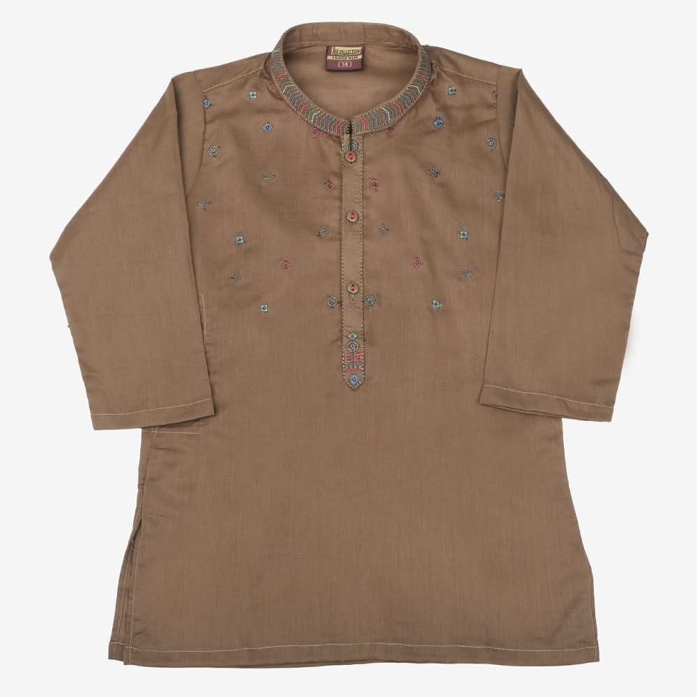 Boys Embroidered Shalwar Suit - Light Brown, Boys Shalwar Kameez, Chase Value, Chase Value