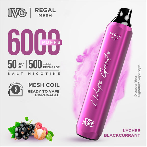 Ivg Vape Regal Lychee Blackcurrant 6000 Puffs 5% - 50Mg