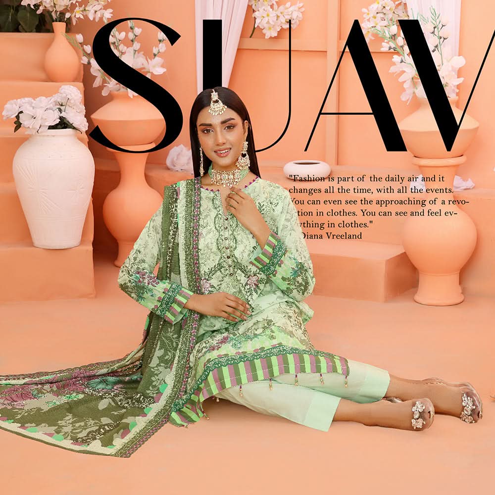Bin Hameed Mallika Lawn Printed Embroidered Unstitched 3Pcs Suit - TS-55, Women, 3Pcs Shalwar Suit, Rana Arts, Chase Value