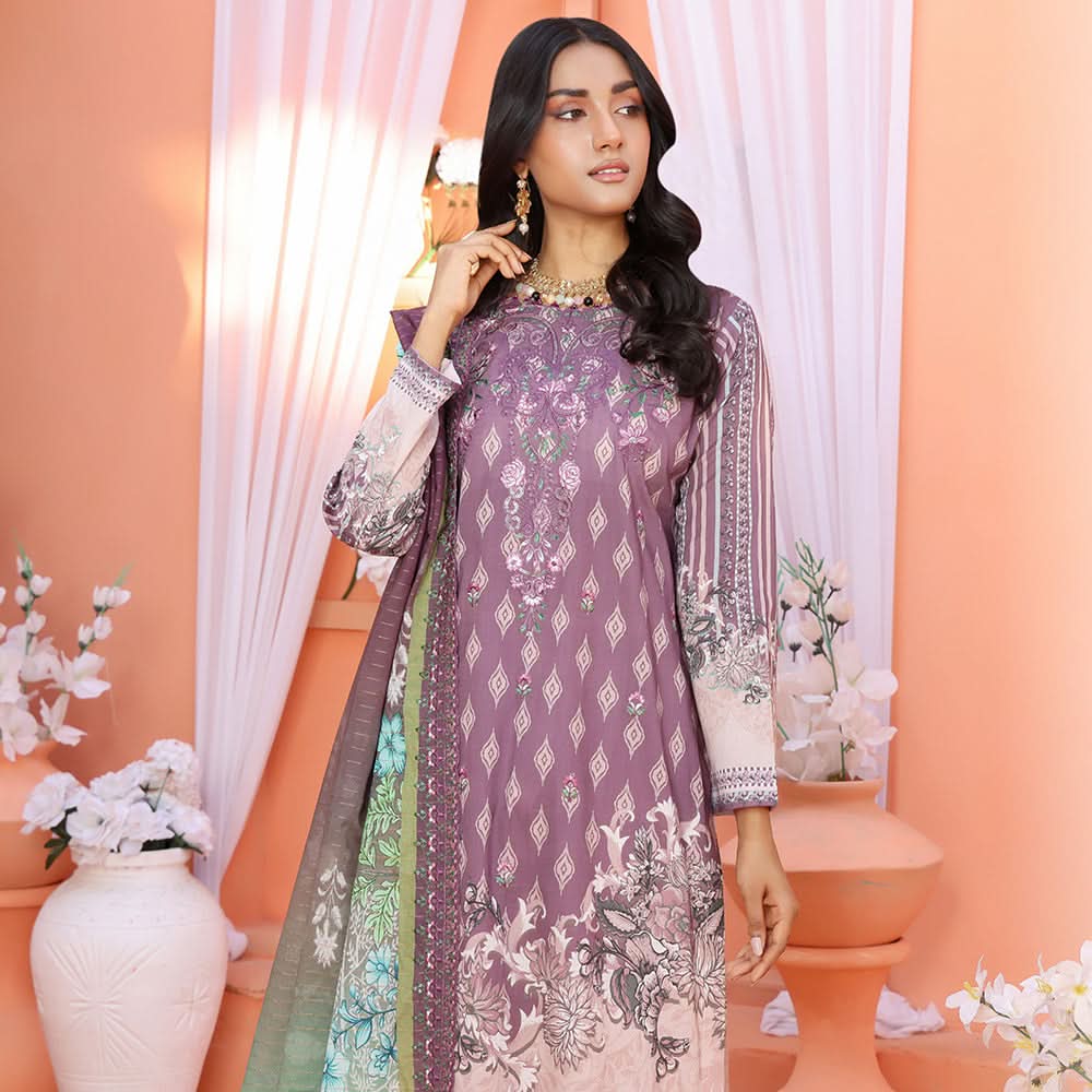 Bin Hameed Mallika Lawn Printed Embroidered Unstitched 3Pcs Suit - TS-63, Women, 3Pcs Shalwar Suit, Rana Arts, Chase Value